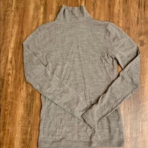 Lightweight taupe sweater with button detail neck